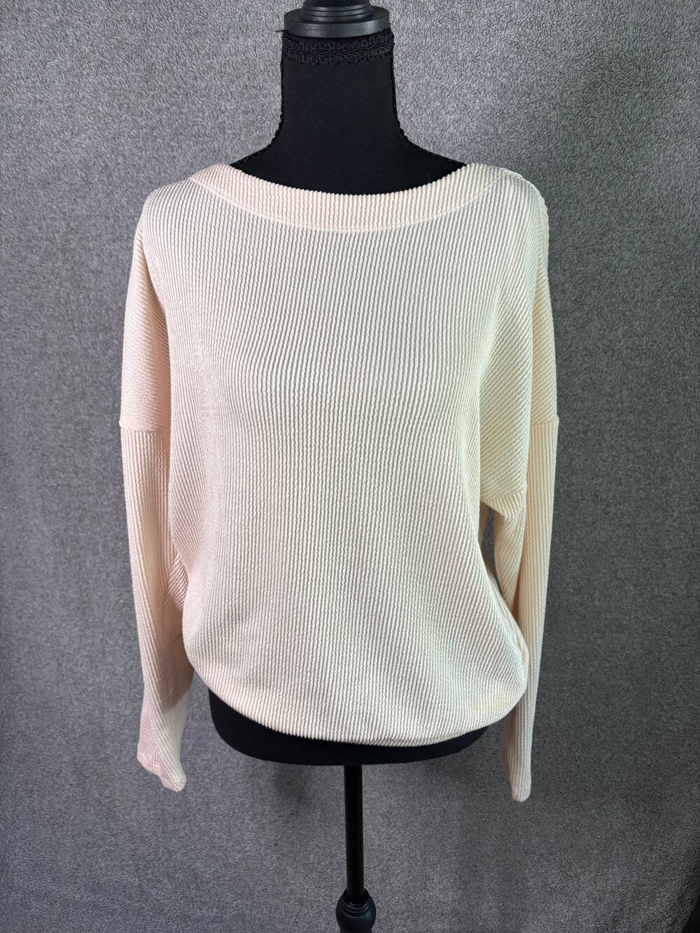 Maeve Anthropologie Ivory Ribbed Cowl Neck Sweater M